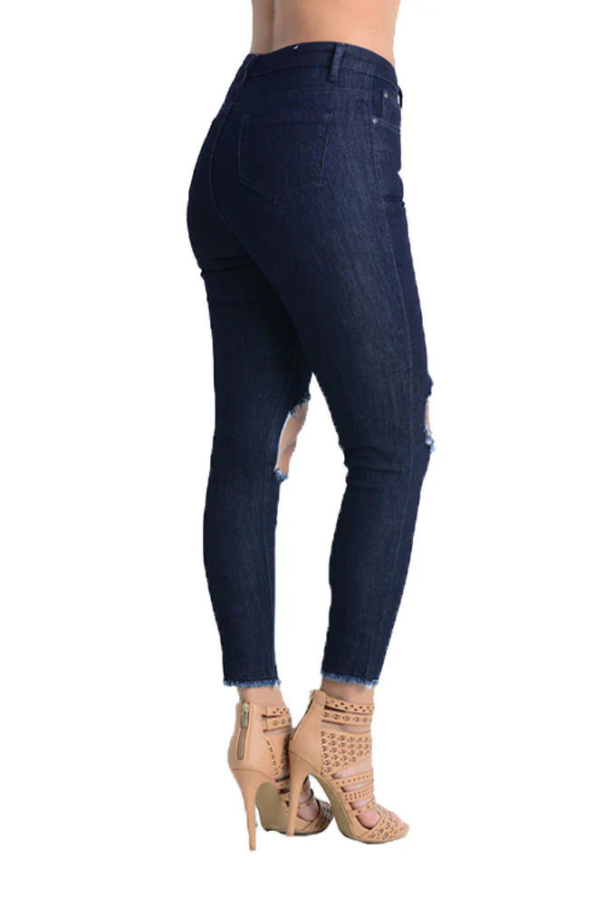 Women's Torn and Frayed Skinny Fit Jeans - Image 8