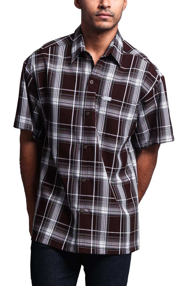 Western Casual Plaid Short Sleeve Button Up Shirt - Image 101