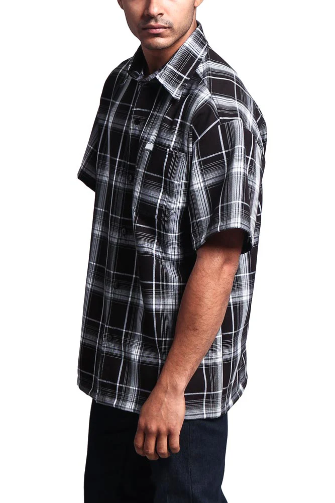 Western Casual Plaid Short Sleeve Button Up Shirt - Image 109