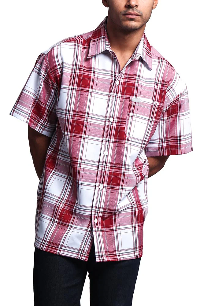 Western Casual Plaid Short Sleeve Button Up Shirt - Image 27