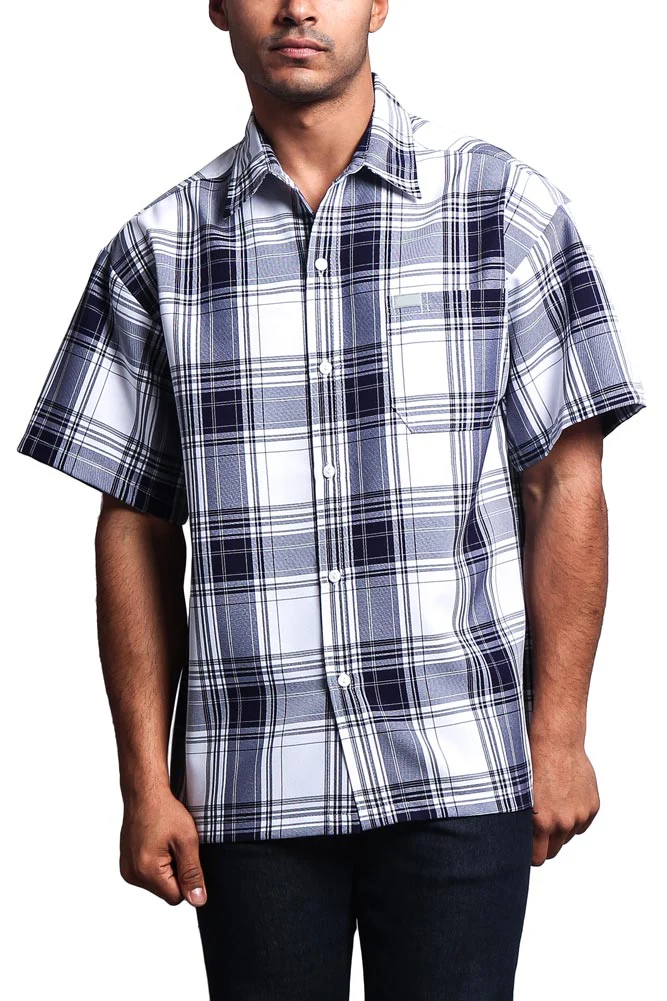 Western Casual Plaid Short Sleeve Button Up Shirt - Image 36