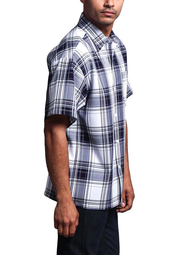 Western Casual Plaid Short Sleeve Button Up Shirt - Image 38