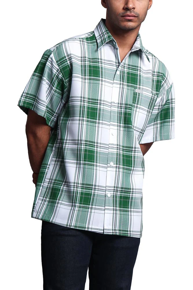 Western Casual Plaid Short Sleeve Button Up Shirt - Image 56
