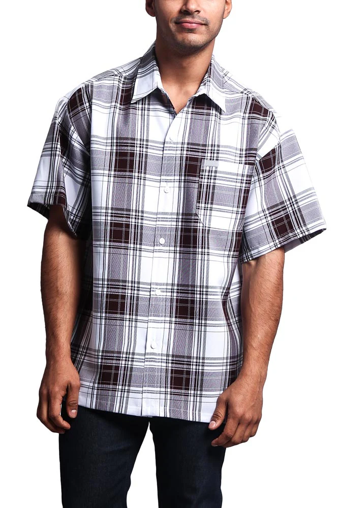 Western Casual Plaid Short Sleeve Button Up Shirt - Image 61