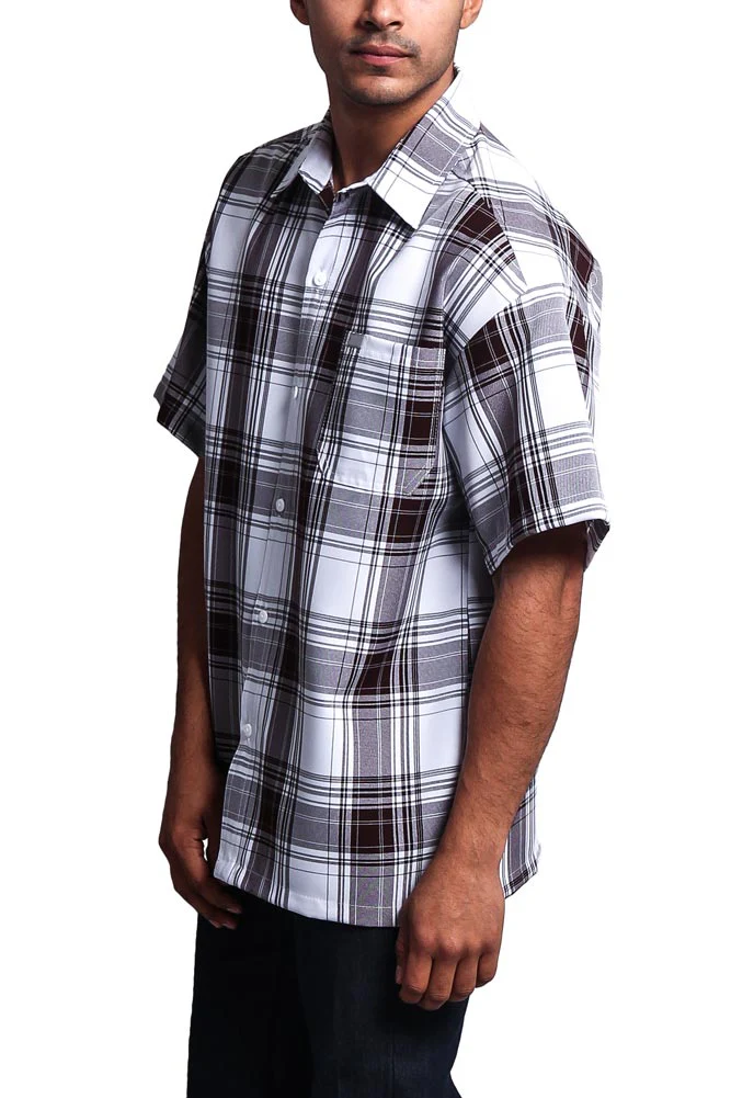 Western Casual Plaid Short Sleeve Button Up Shirt - Image 65