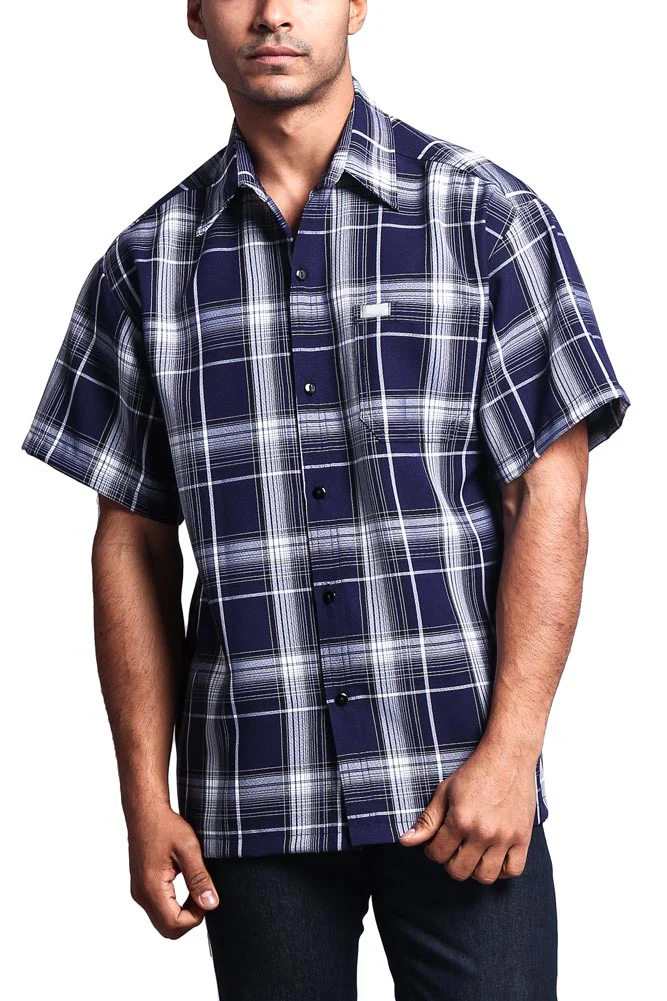Western Casual Plaid Short Sleeve Button Up Shirt - Image 80