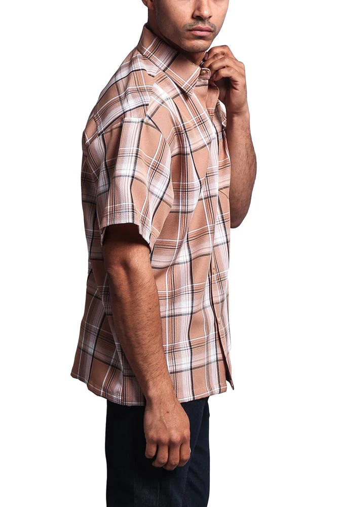 Western Casual Plaid Short Sleeve Button Up Shirt - Image 88
