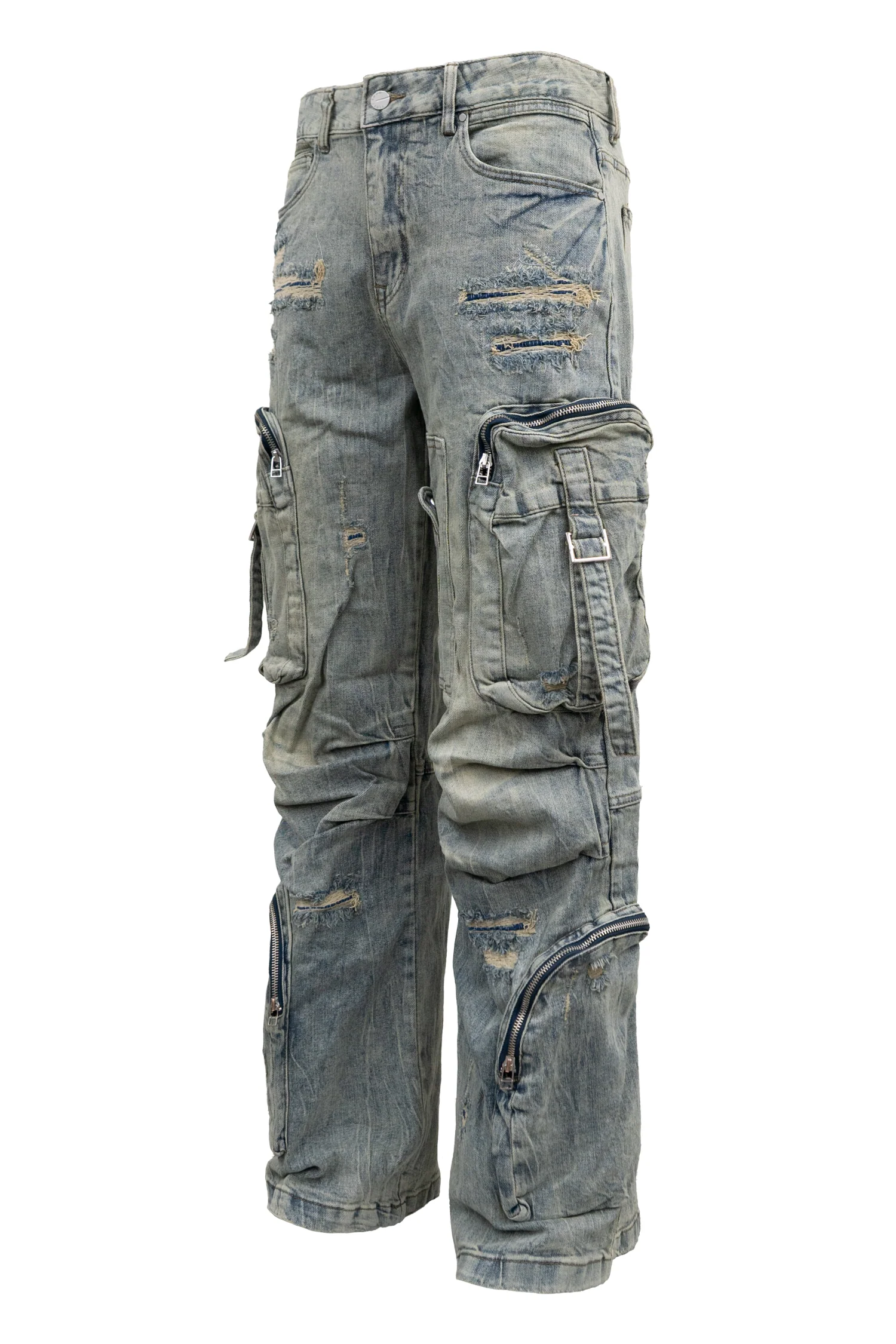 Y2K Washed Wide Fit utility Cargo Baggy Denim Pants - Image 2