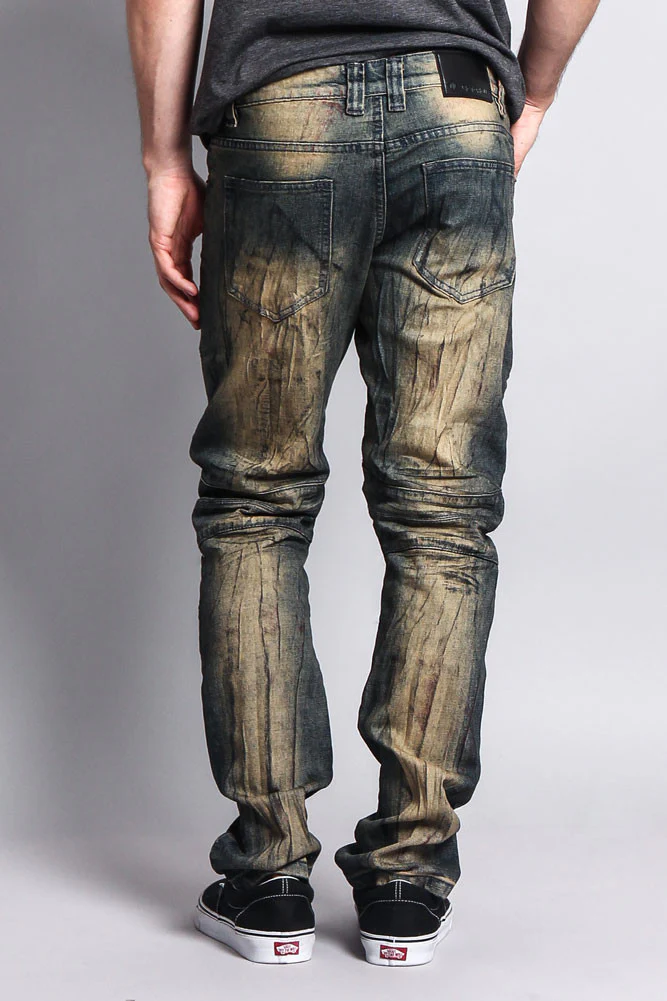 Zipper Cut Grease Wash Biker Jeans - Image 9