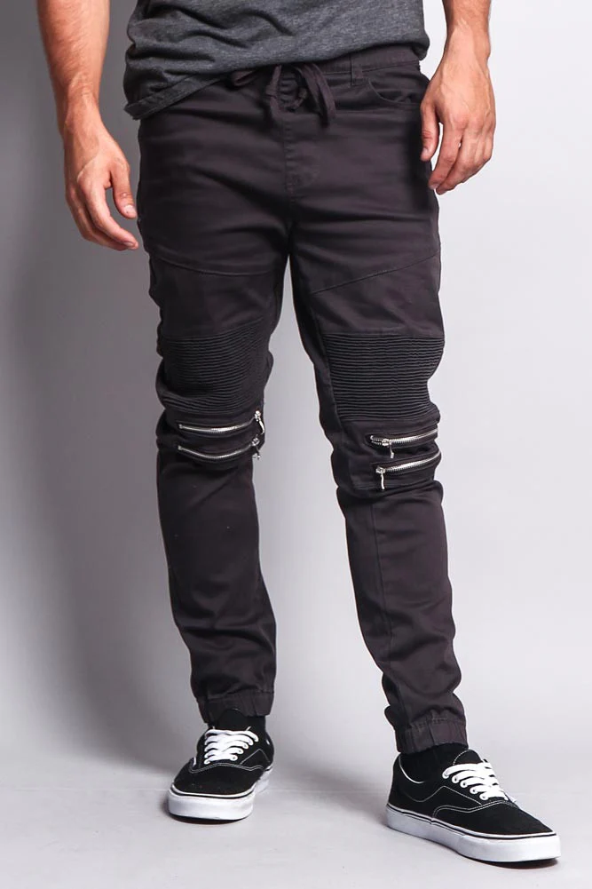 Zipper Knee Biker Twill Jogger Pants - Image 12