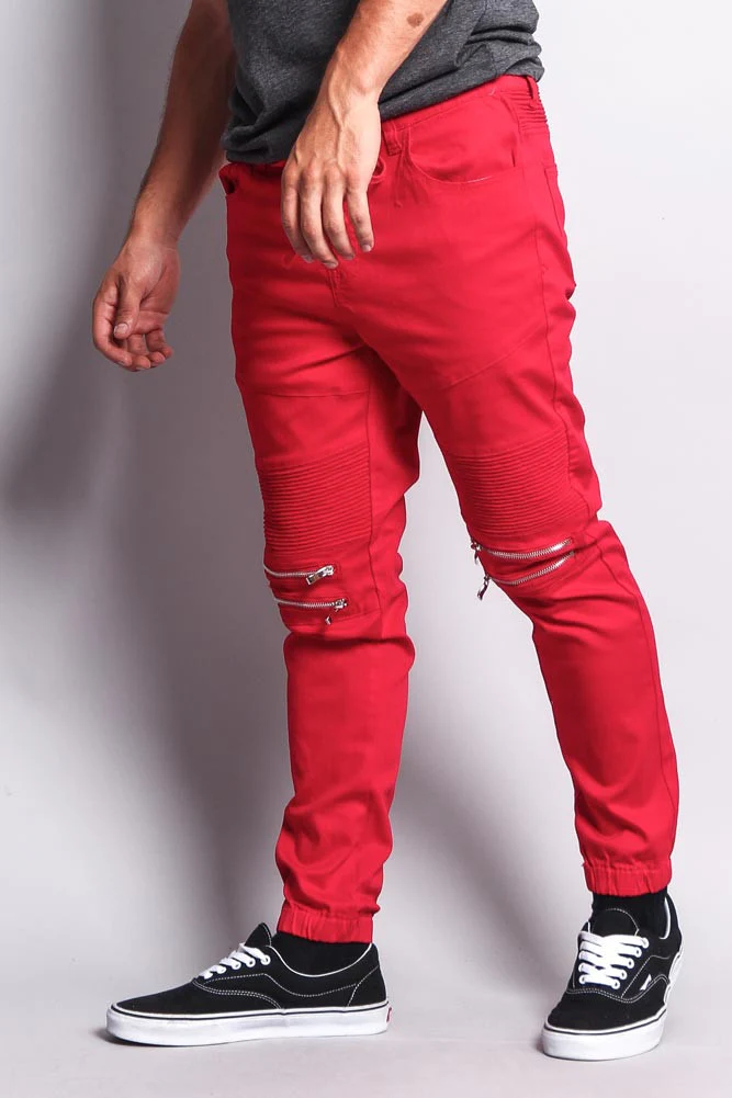 Zipper Knee Biker Twill Jogger Pants - Image 23