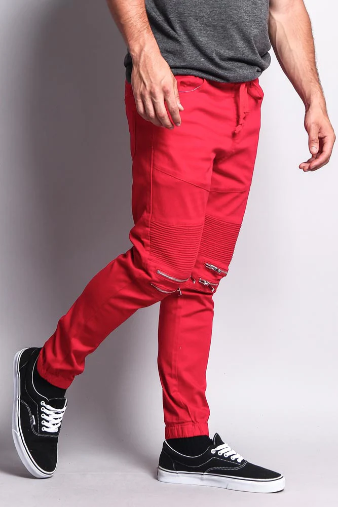Zipper Knee Biker Twill Jogger Pants - Image 25