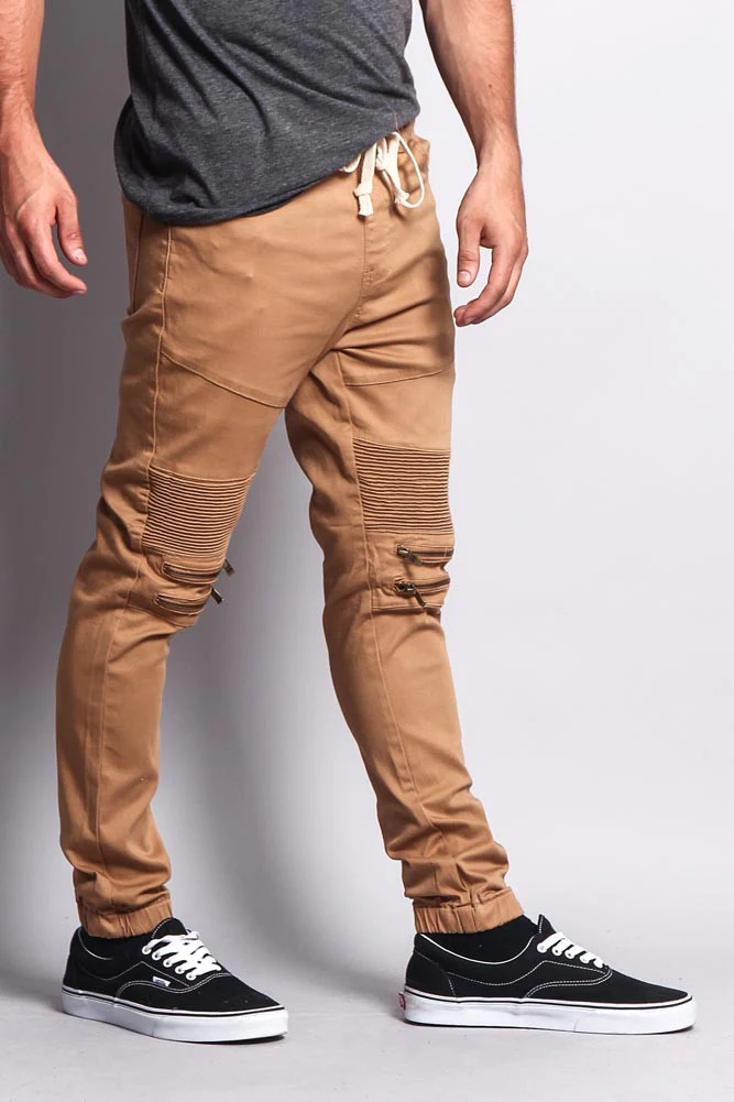 Zipper Knee Biker Twill Jogger Pants - Image 29