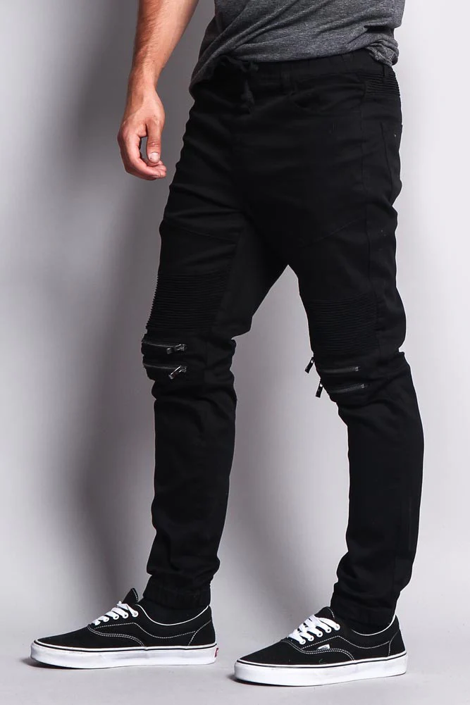 Zipper Knee Biker Twill Jogger Pants - Image 3