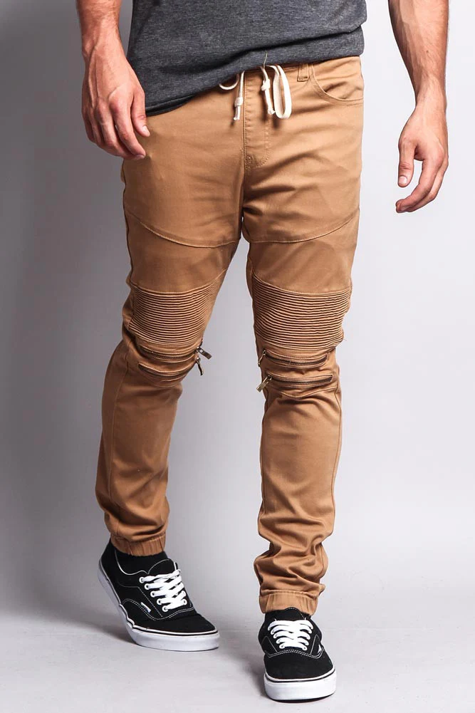 Zipper Knee Biker Twill Jogger Pants - Image 30