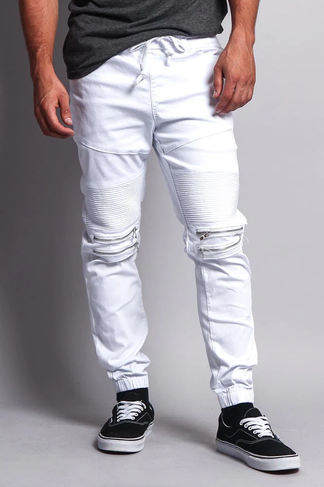 Zipper Knee Biker Twill Jogger Pants - Image 31