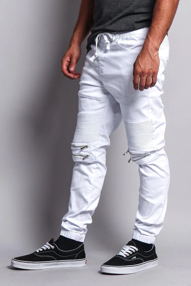 Zipper Knee Biker Twill Jogger Pants - Image 32