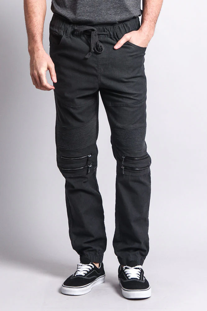 Zipper Knee Biker Twill Jogger Pants - Image 36