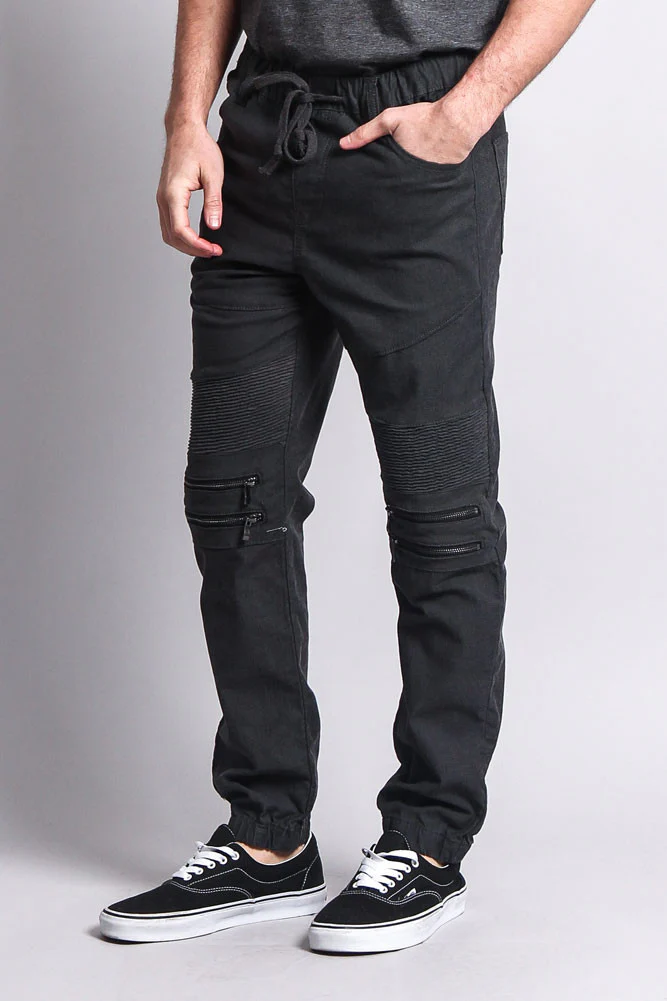 Zipper Knee Biker Twill Jogger Pants - Image 37
