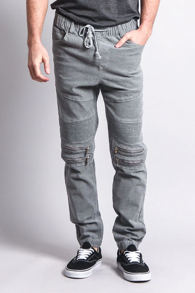 Zipper Knee Biker Twill Jogger Pants - Image 41