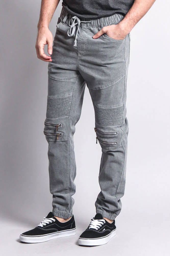 Zipper Knee Biker Twill Jogger Pants - Image 42