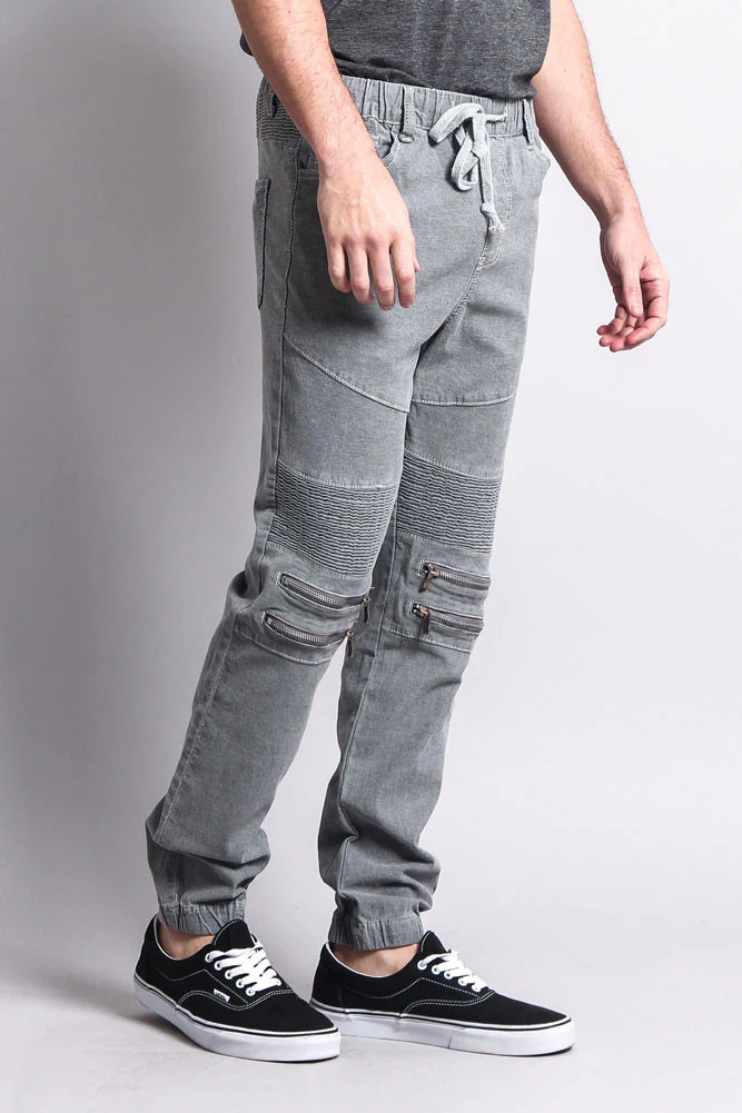 Zipper Knee Biker Twill Jogger Pants - Image 44