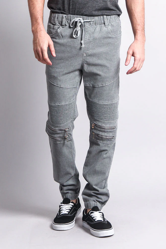 Zipper Knee Biker Twill Jogger Pants - Image 45