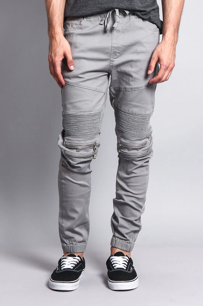 Zipper Knee Biker Twill Jogger Pants - Image 46