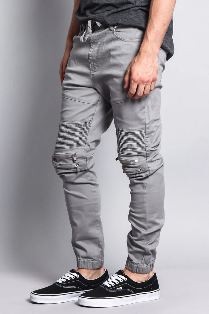 Zipper Knee Biker Twill Jogger Pants - Image 47