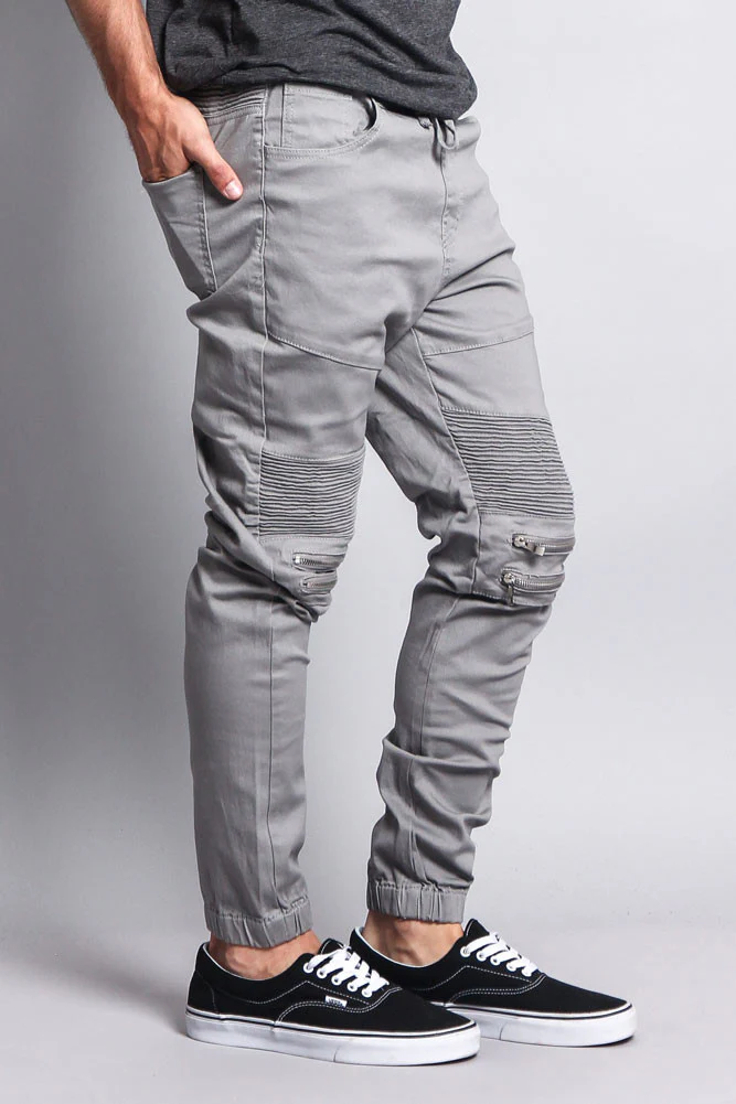 Zipper Knee Biker Twill Jogger Pants - Image 49