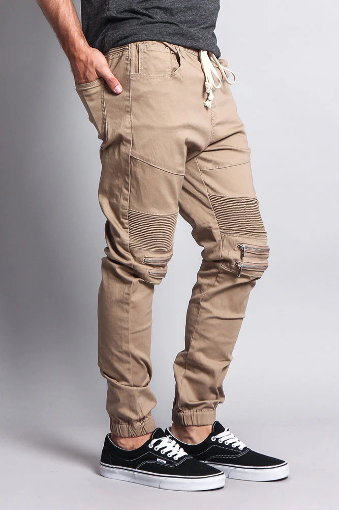 Zipper Knee Biker Twill Jogger Pants - Image 59