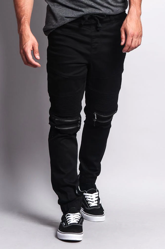 Zipper Knee Biker Twill Jogger Pants - Image 6