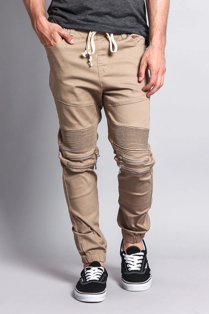 Zipper Knee Biker Twill Jogger Pants - Image 60