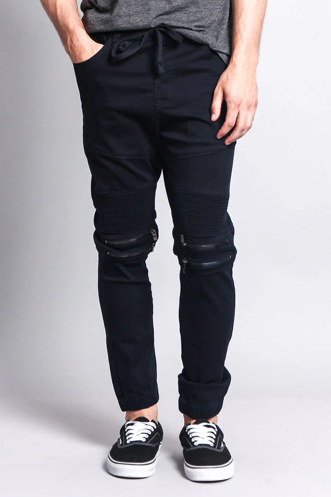 Zipper Knee Biker Twill Jogger Pants - Image 61