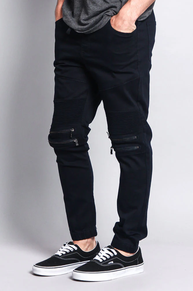 Zipper Knee Biker Twill Jogger Pants - Image 62