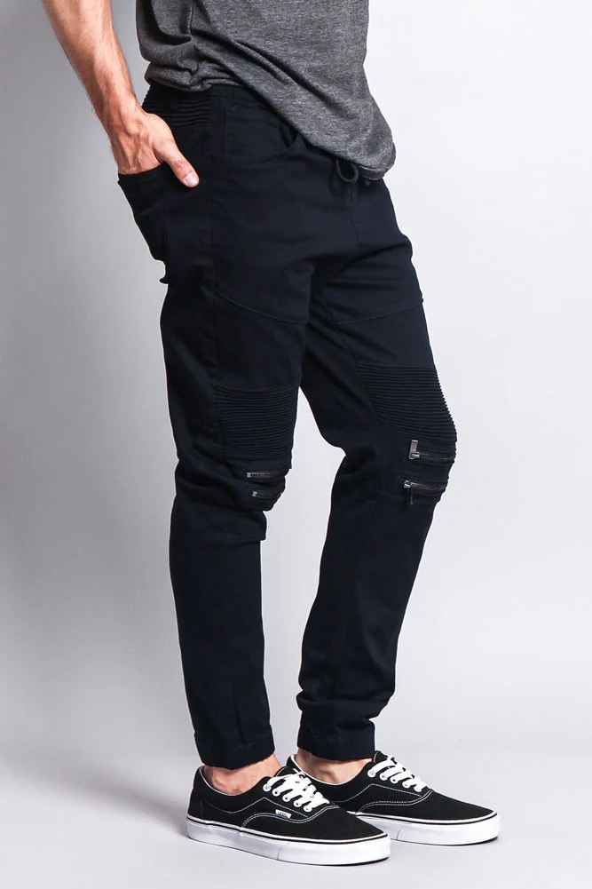 Zipper Knee Biker Twill Jogger Pants - Image 64