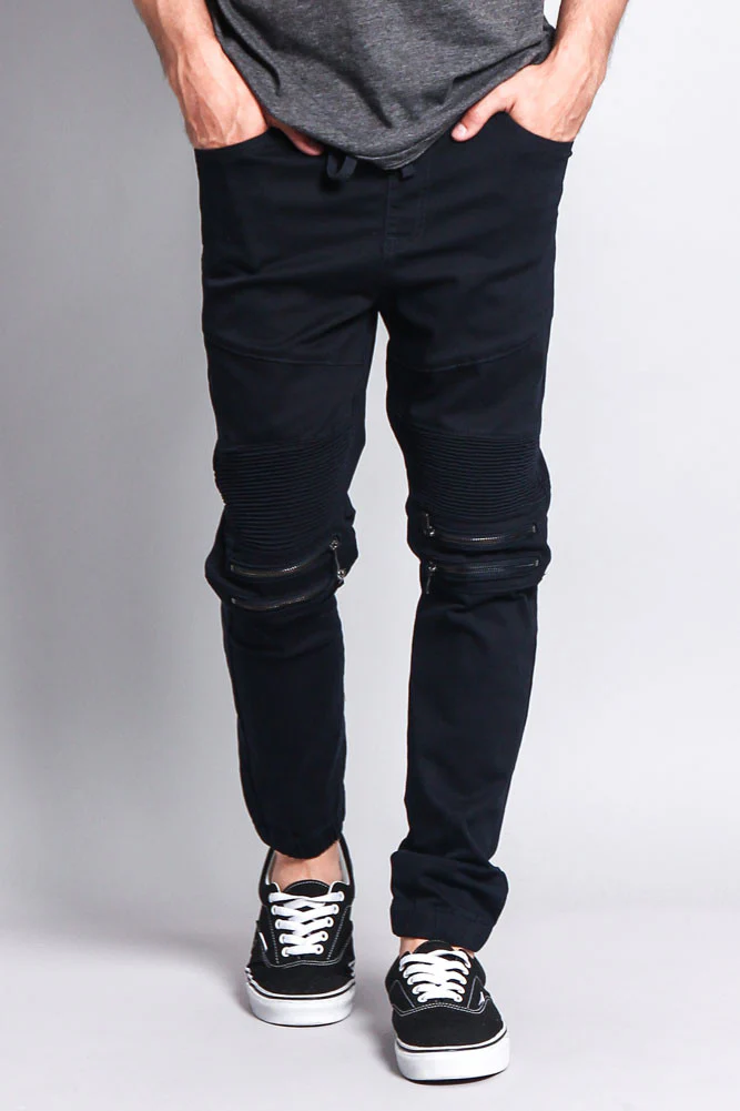 Zipper Knee Biker Twill Jogger Pants - Image 65