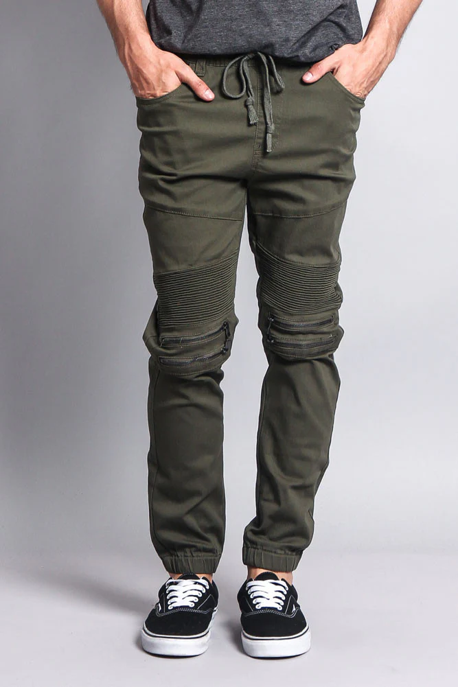 Zipper Knee Biker Twill Jogger Pants - Image 66