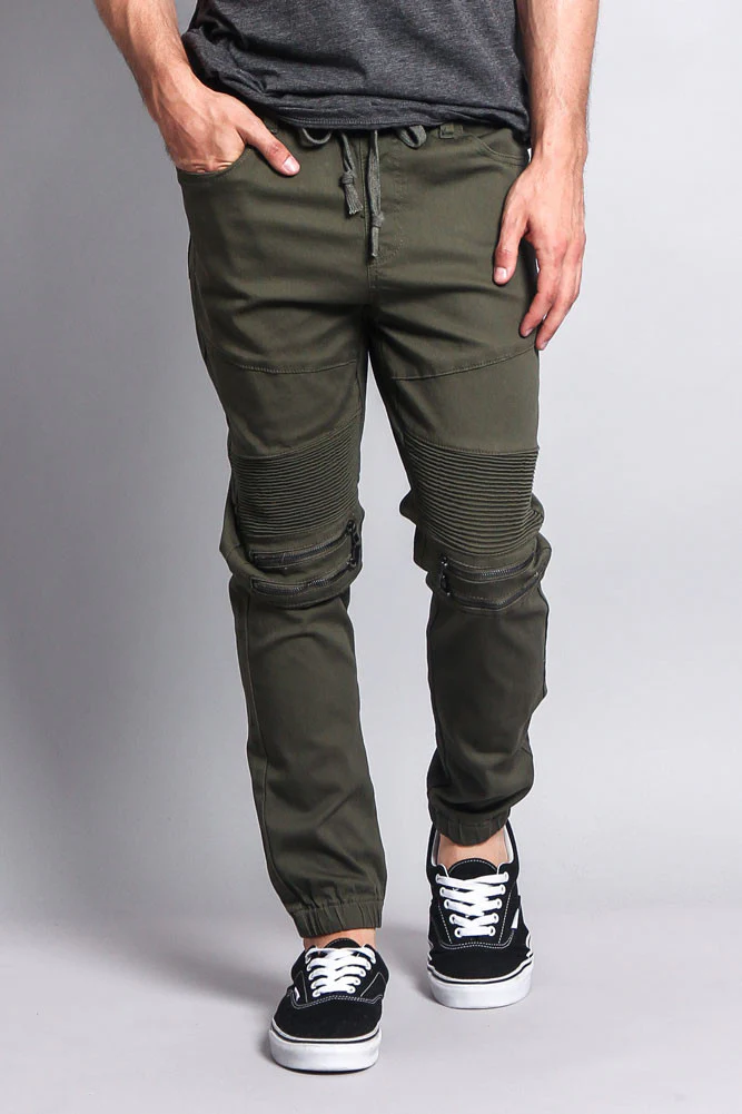 Zipper Knee Biker Twill Jogger Pants - Image 70